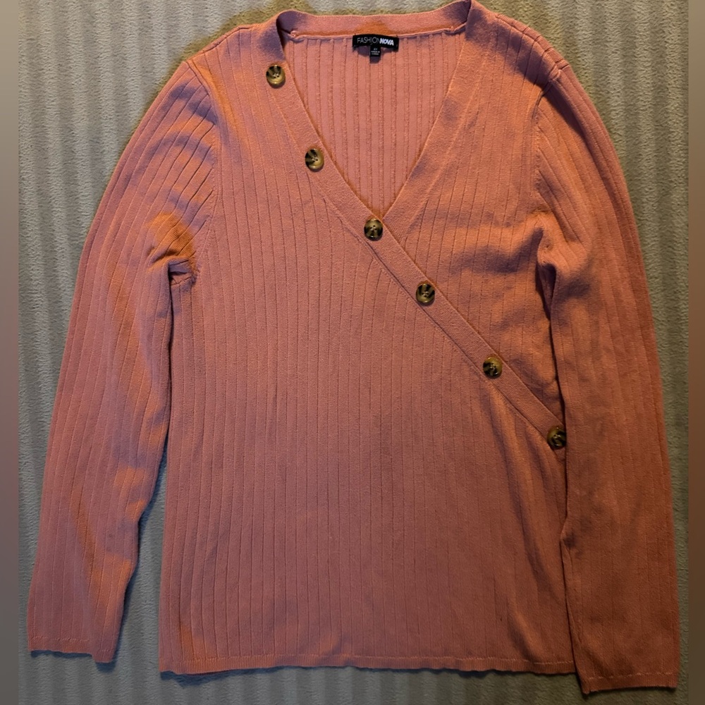 Fashion Nova Button Sweater Cardigan Sz 3X Long Sleeve Women's Stretch